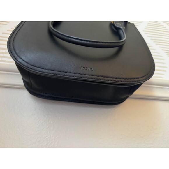 Fossil Ryder Leather Black Patchwork Satchel Purse Crossbody - Picture 8 of 10